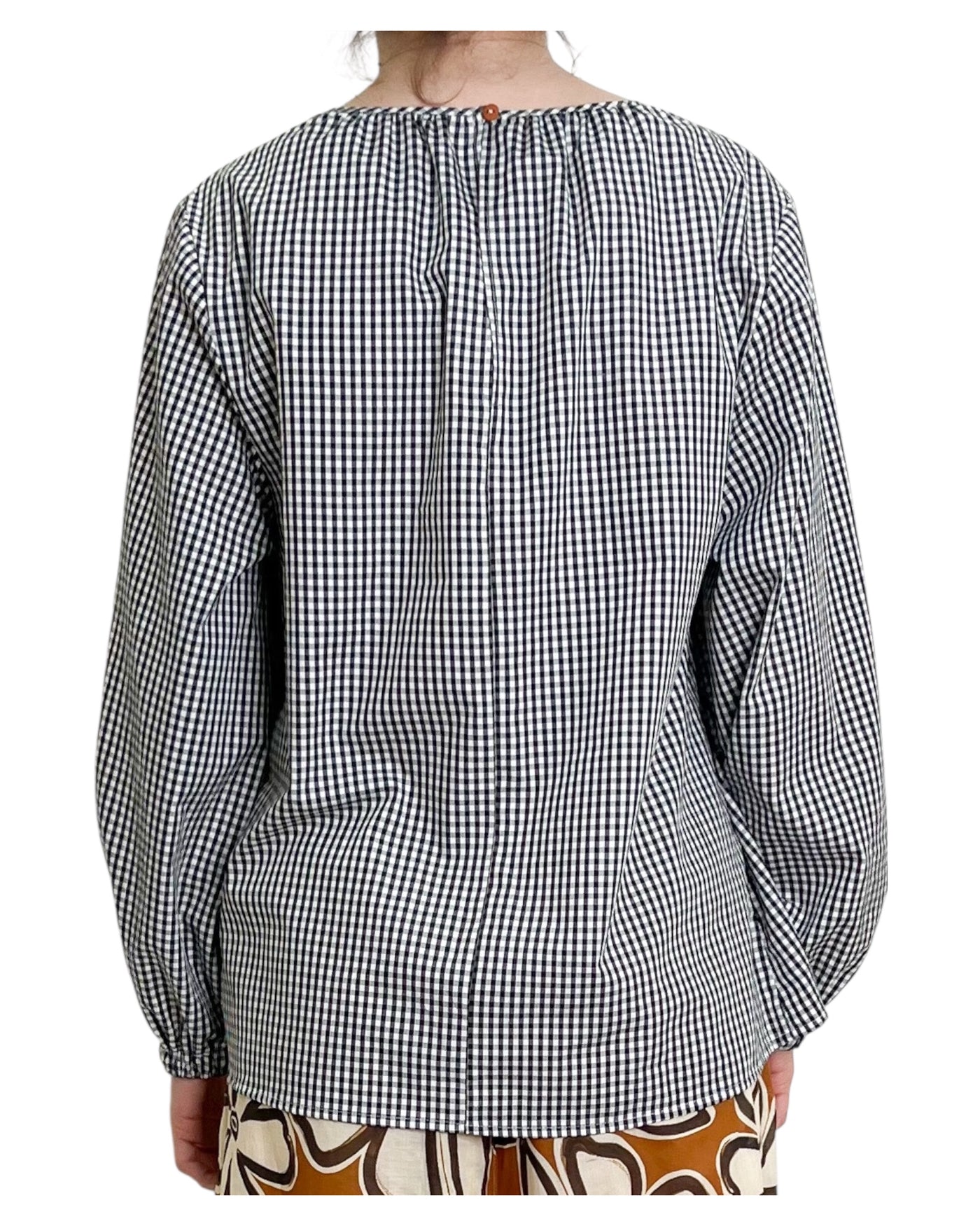 Blusa Vichy con maniche a sbuffo