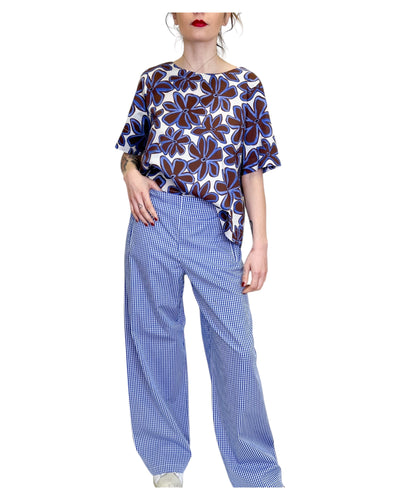 Niu - Pantaloni Check Bianchi Azzurri