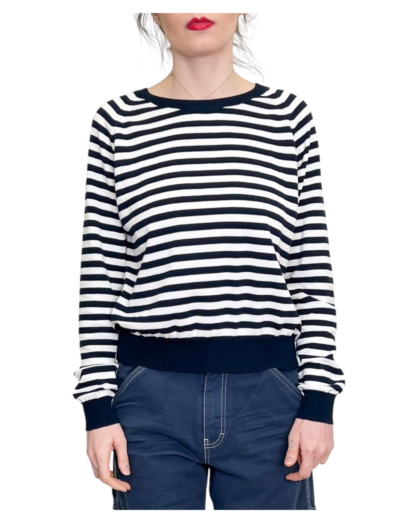 Jucca - Maglia Girocollo a Righe Bianca e Blue