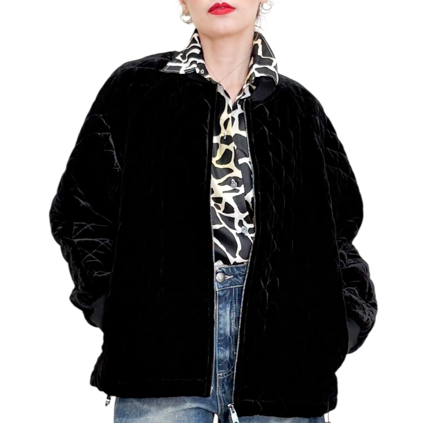 Maliparmi - Bomber Trapuntato Sweet Velvet Velluto Nero