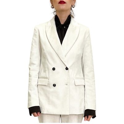Good Match - Giacca Doppiopetto Velluto Millerighe White