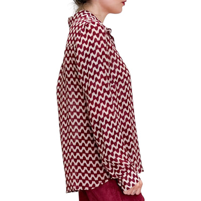 Good Match - Camicia Regular Stampa Onde Cherry e Bianco