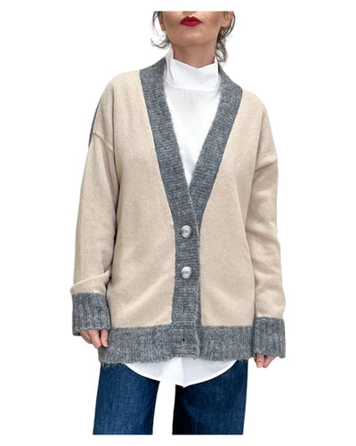 ALPHA STUDIO - Cardigan Bicolore Flanella