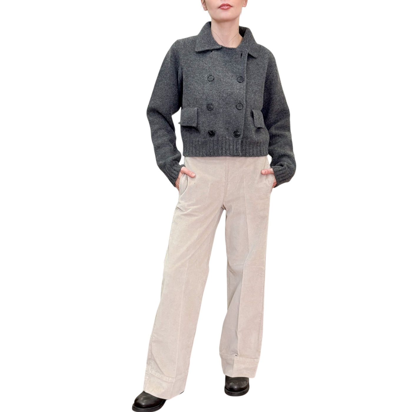 Jucca - Giacca Cardigan Doppiopetto Antracite