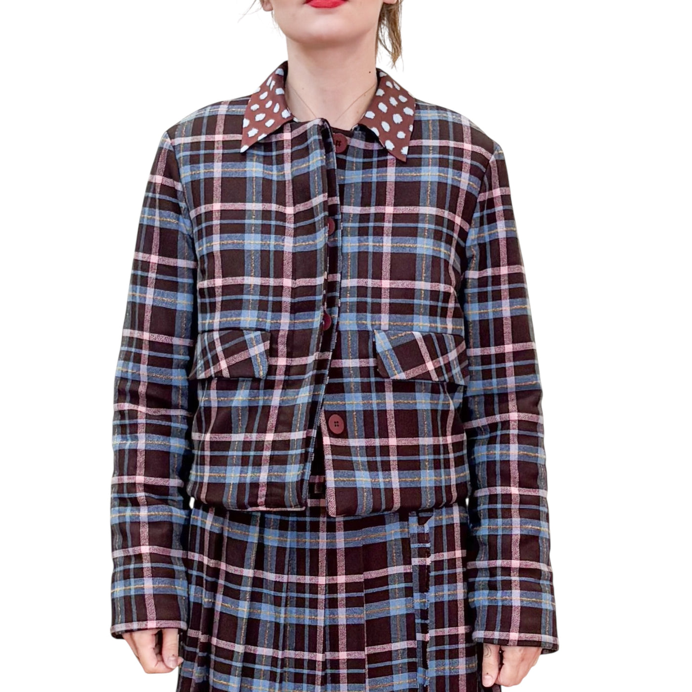 Niu - Bolero Imbottito Check Camelia