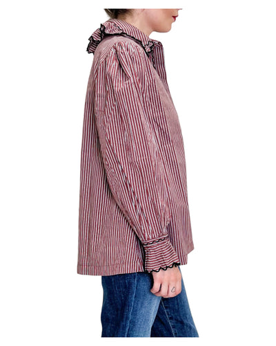 SV Boutique - Camicia Claudie Righe Bordeaux e Blue