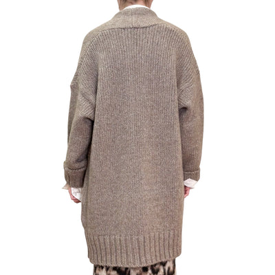 Alpha Studio - Cardigan Lungo con Tasche Greige