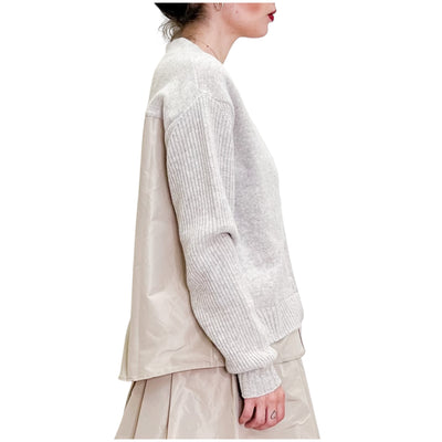 Floor - Cardigan con Inserto in Taffetas Sesamo