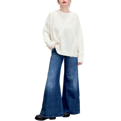 Jucca - Maglia Girocollo con Frange Panna