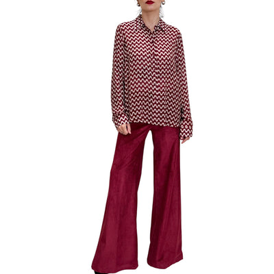 Good Match - Camicia Regular Stampa Onde Cherry e Bianco