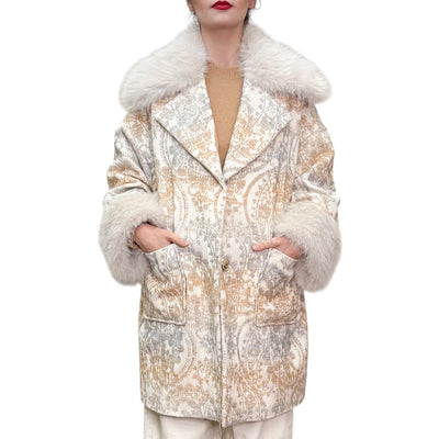 BYE - Cappotto Damascato Collo Pelliccia