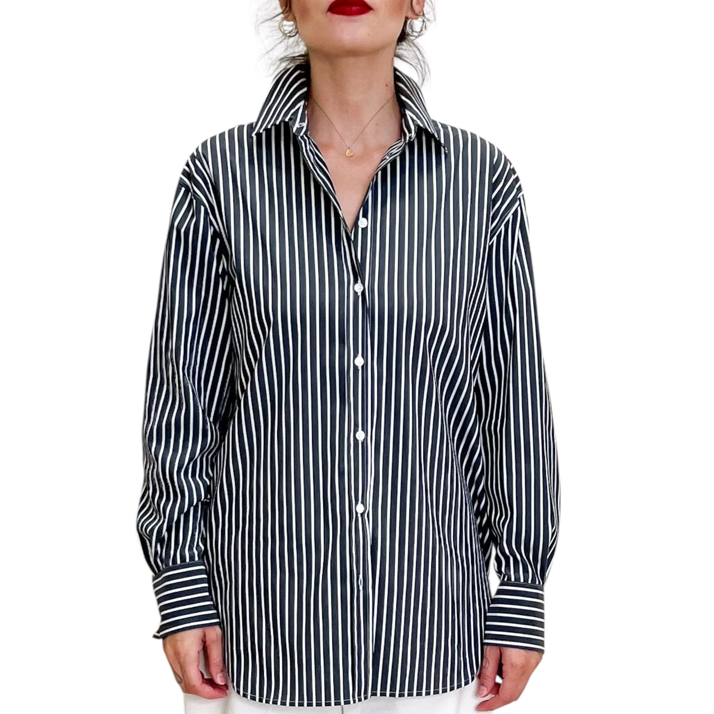 Robert Friedman - Camicia Nancy Righe Grigio e Bianco