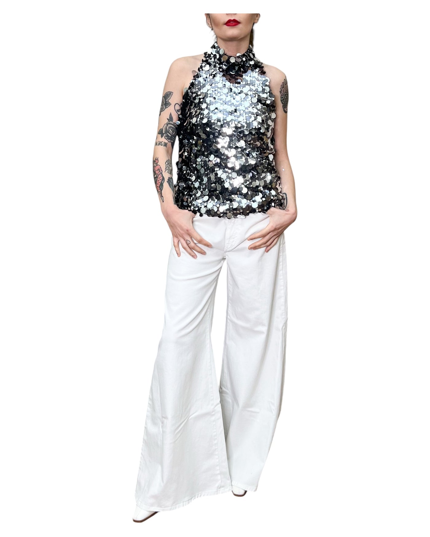 Jucca - Top in Maxi Paillettes Antracite