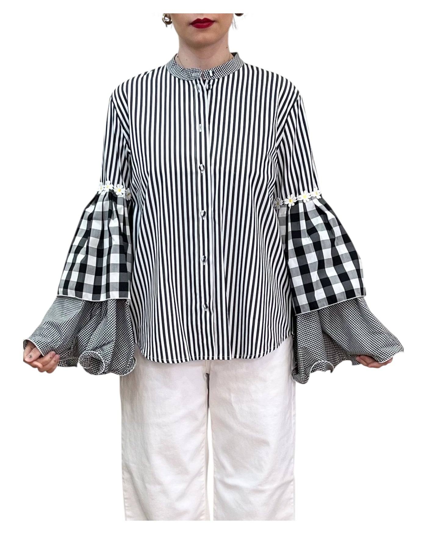 Front Street - Camicia Crazy Margherita Nera e Bianca