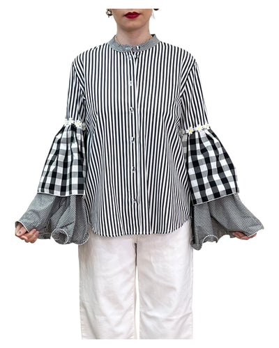 Front Street - Camicia Crazy Margherita Nera e Bianca