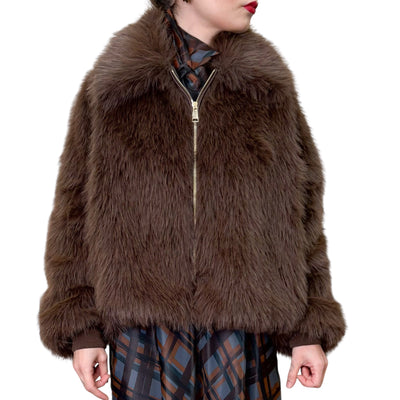 SVBoutique - Bomber Ecopelliccia  Moro