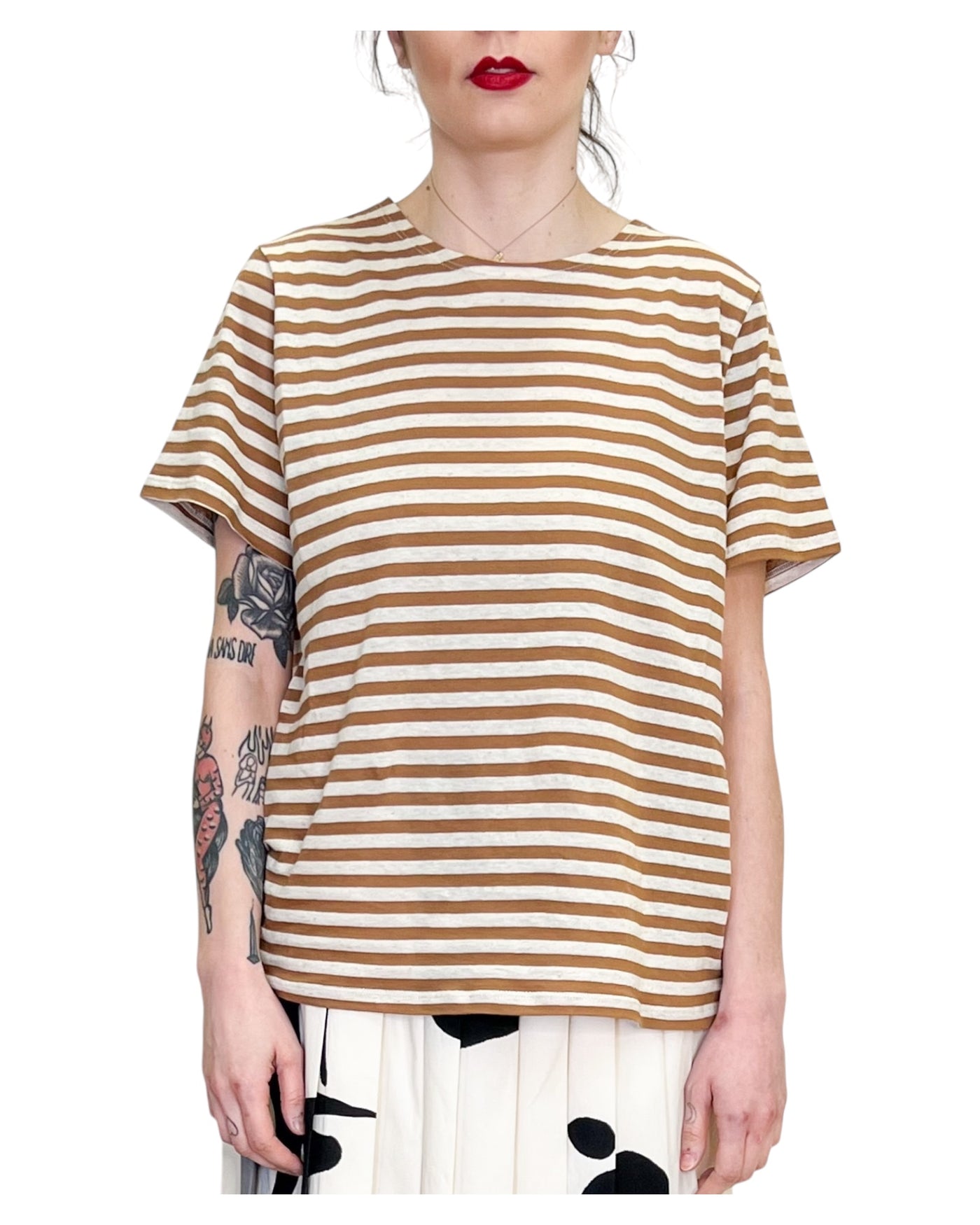 Phisique du Role - T-Shirt Mezza Manica Righe Caramel