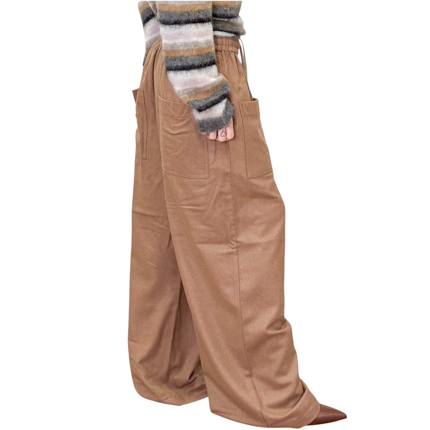 Phisique du Role - Pantaloni Larghi con Tasche Hazelnut