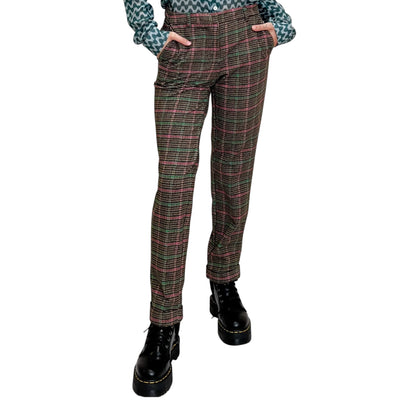 Good Match - Pantaloni Diritti Check con Risvolto