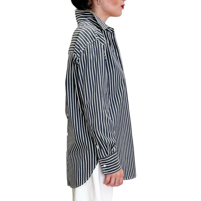 Robert Friedman - Camicia Nancy Righe Grigio e Bianco